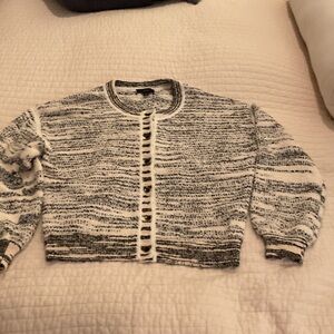 J. Crew Black and White Textured Cardigan